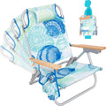 #WEJOY Beach Chair with 4 Positions for Adults Portable Backpack Aluminum Beach Chair with Wooden Armrest Lightweight Folding Ch