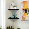 AHDECOR Black Corner Shelves, Modern Floating Corner Shelf for Space-Saving Storage in Bathroom, Bedroom, Kitchen, and More, Set