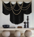 Macrame Wall Hanging Black Yarn Tapestry Home Decor Large Fiber Wall Art Living Room Bedroom Home Wall Decor 57 W x 43 L