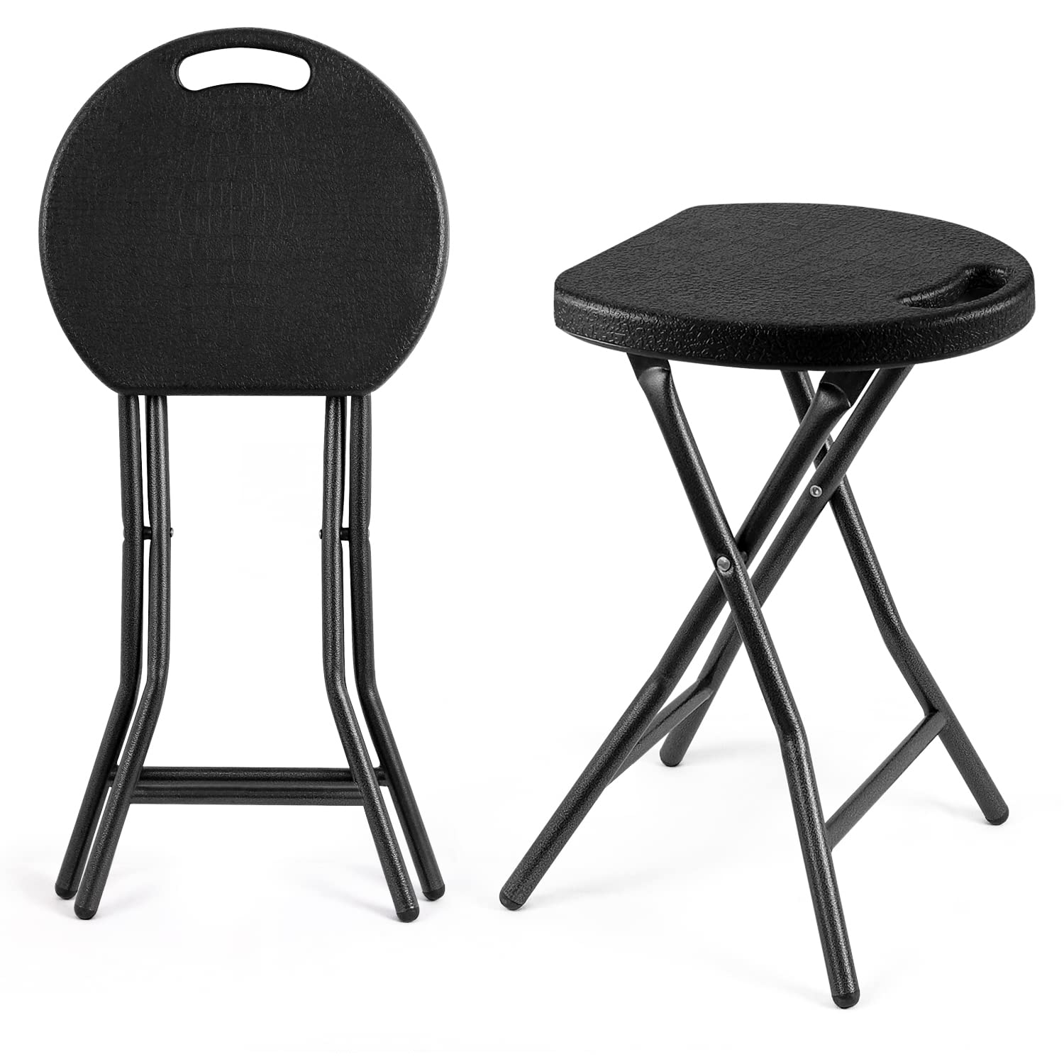 5Rcom Folding Stool, 2 Pack Portable Stool Chairs with Handle, Collapsible Stool for Adults with Heavy Duty Steel Frame Legs, 50