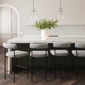 Nathan James Dahlia Counter Height Chair, Modern Barstool with Back, Mid-Century Metal Legs and Padded Cushion for Kitchen, Isla