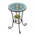 VCUTEKA Outdoor Side Table Mosaic Patio Table Accent Tables Mosaic Tile Top Metal Frame Small End Tables Porch Beach Patio Garde