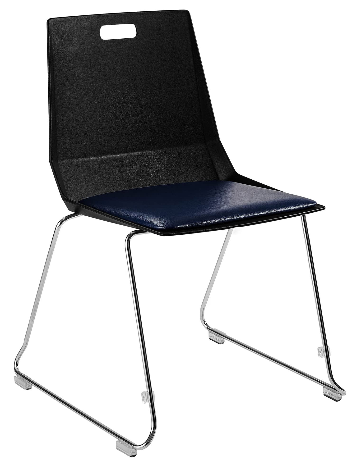 National Public Seating NPS LuvraFlex Stack Chair with Polypropylene Back/Padded Seat - Black/Blue