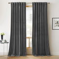 RYB Home Back Tabs Velvet Curtains for Living Room 108 inches - Classic Grey Window Drapes Room Darkening Thermal Insulated Pane