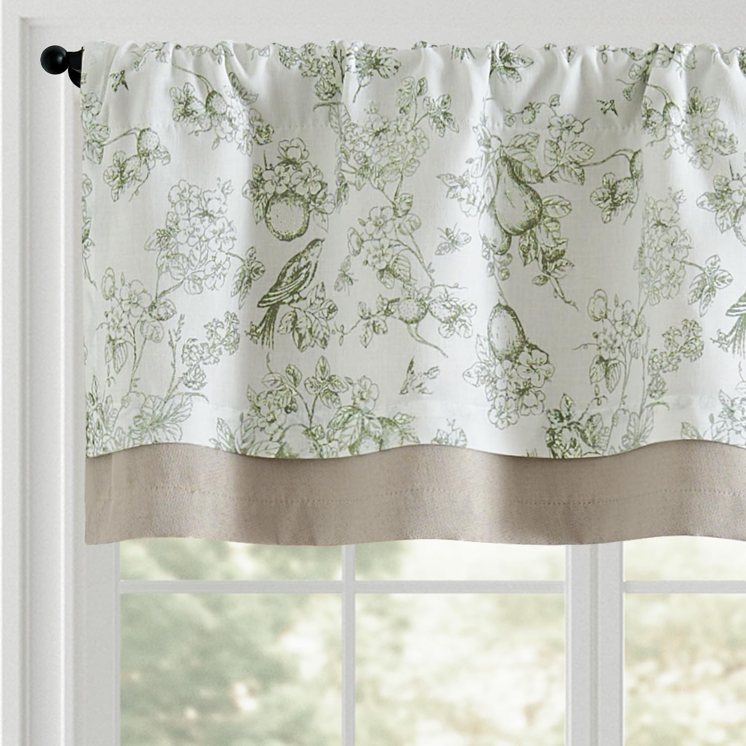 jinchan Linen Valance Curtain for 16 Inch Rustic Farmhouse Country Windows for Living Room Bedroom Bathroom Room Darkening Rod P