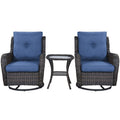 Rilyson Wicker Rocking Chair Swivel Chairs - 3 Piece Rocker Patio Furniture Set Rattan Rocking Bistro Sets with Glass Top Side T