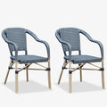 PURPLE LEAF Dining Chair Set of 2 Outdoor French Bistro Chairs Hand-Woven Aluminum Wicker Rattan Armchair for Garden Kitchen Bac