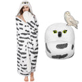 Oversized Blanket Hoodie for Women, Wearable Hooded Blanket for Adults, Soft Fleece Throw Blanket Snuggle Blanket Snowy Owl Gift