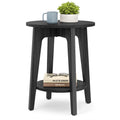 VASAGLE Side Table, Small Round End Table with Lower Shelf, Nightstand for Small Spaces, Living Room, Bedroom, Charcoal Gray ULE