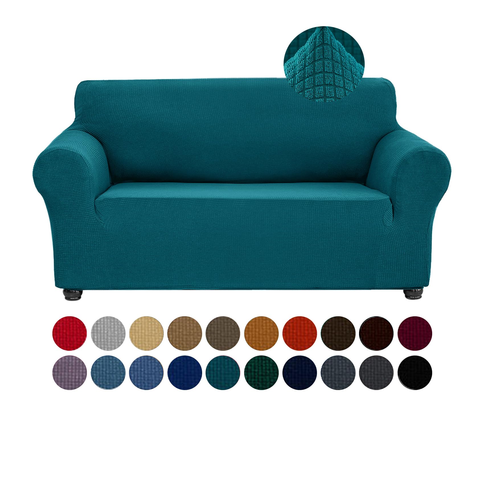 Joccun Stretch Loveseat Couch Cover, 1-Piece Sofa Cover for 2 Cushion Couch Spandex Jacquard Washable Furniture Protector Cover 