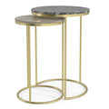 SIMPLIHOME Ashley Modern Contemporary 16 inch Wide Metal 2 Pc Nesting Table in Gold , Fully Assembled for the Living Room and Be