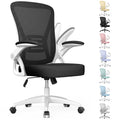 naspaluro Ergonomic Office Chair, Mid-Back Computer Chair with Adjustable Height, Flip-Up Arms and Lumbar Support, Breathable Br