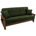 Blazing Needles Solid Microsuede Double Corded 8 to 9 Futon Cover Set with 2 Throw Pillows (Set of 3), Full, Hunter Green