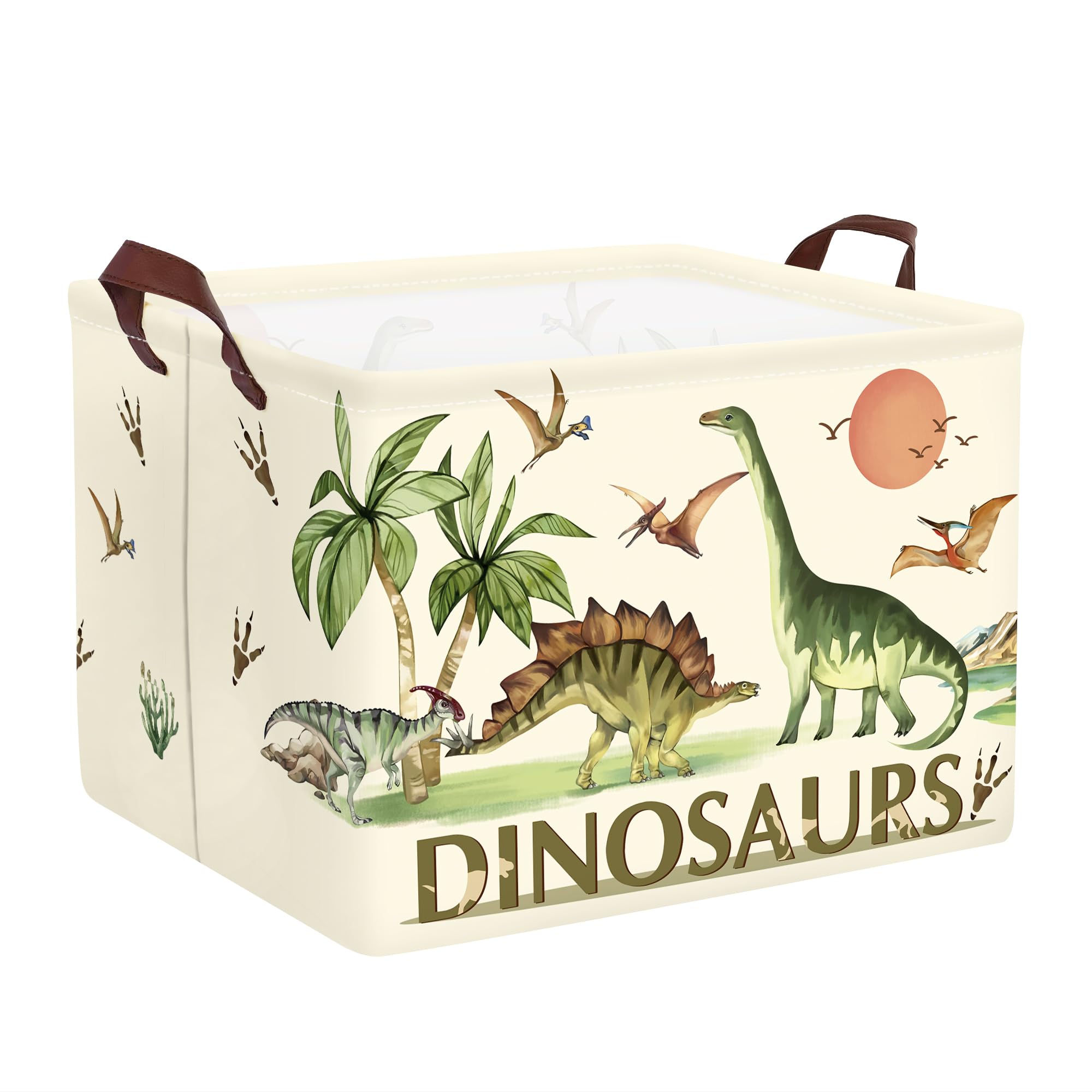 Clastyle Large Dinosaur Kid Storage Basket Baby Laundry Hamper Palm Tree Boy Gift Toy Box Collapsible Clothes Organizer Nursery 