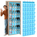 Windyun 40 Large Over the Door Hanging Shoe Organizer Sky Blue Mesh Pockets Shoe Rack for Closet Behind Door Hanger Storage Hold