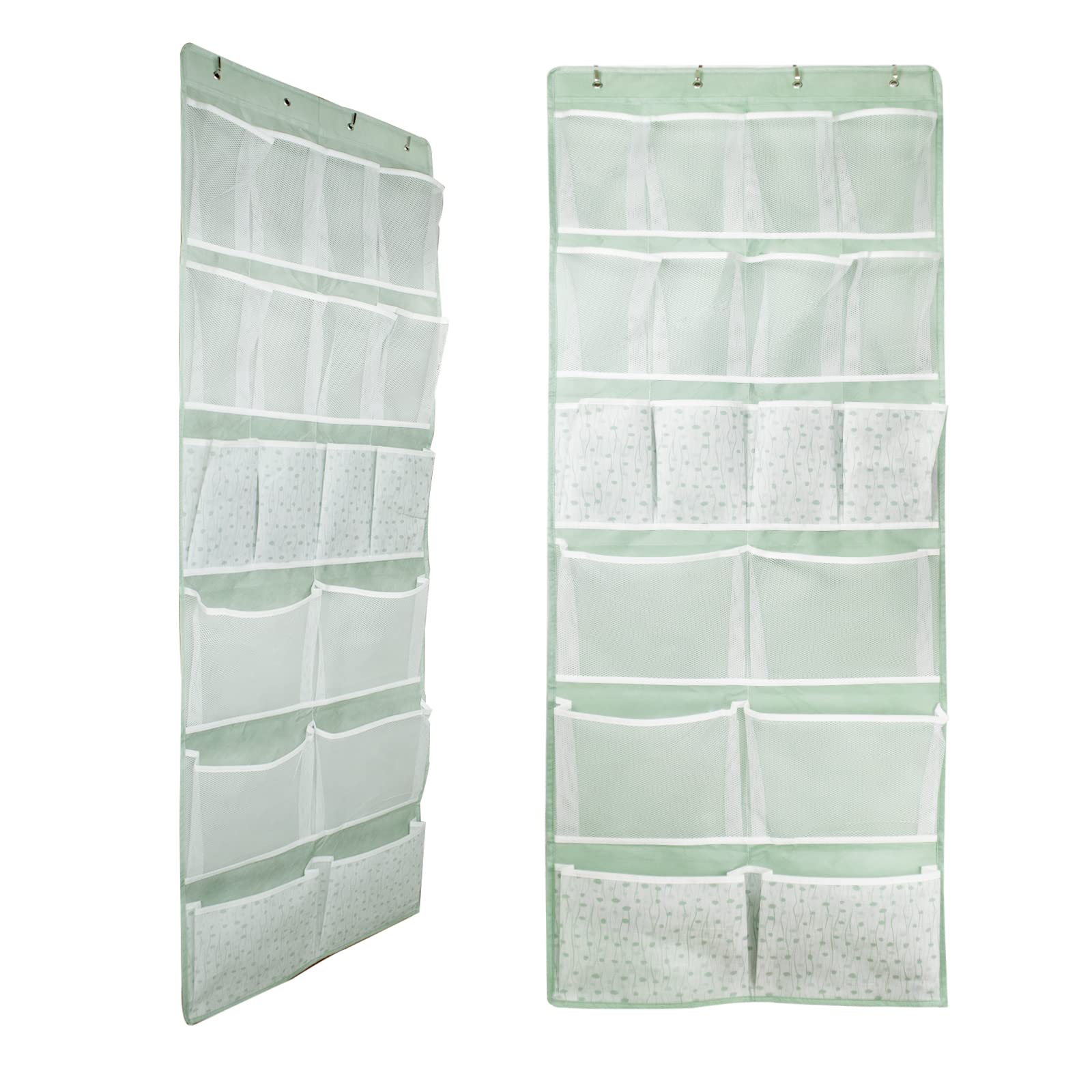 18 Pockets Over the Door Shoes Organizer,Behind Door Closet Hanging Shelf with 4 Hooks,Back of Door Entryway Storage Holder Rack
