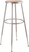 National Public Seating 6230H Grey Steel Stool with Hardboard Seat Adjustable, 31-39