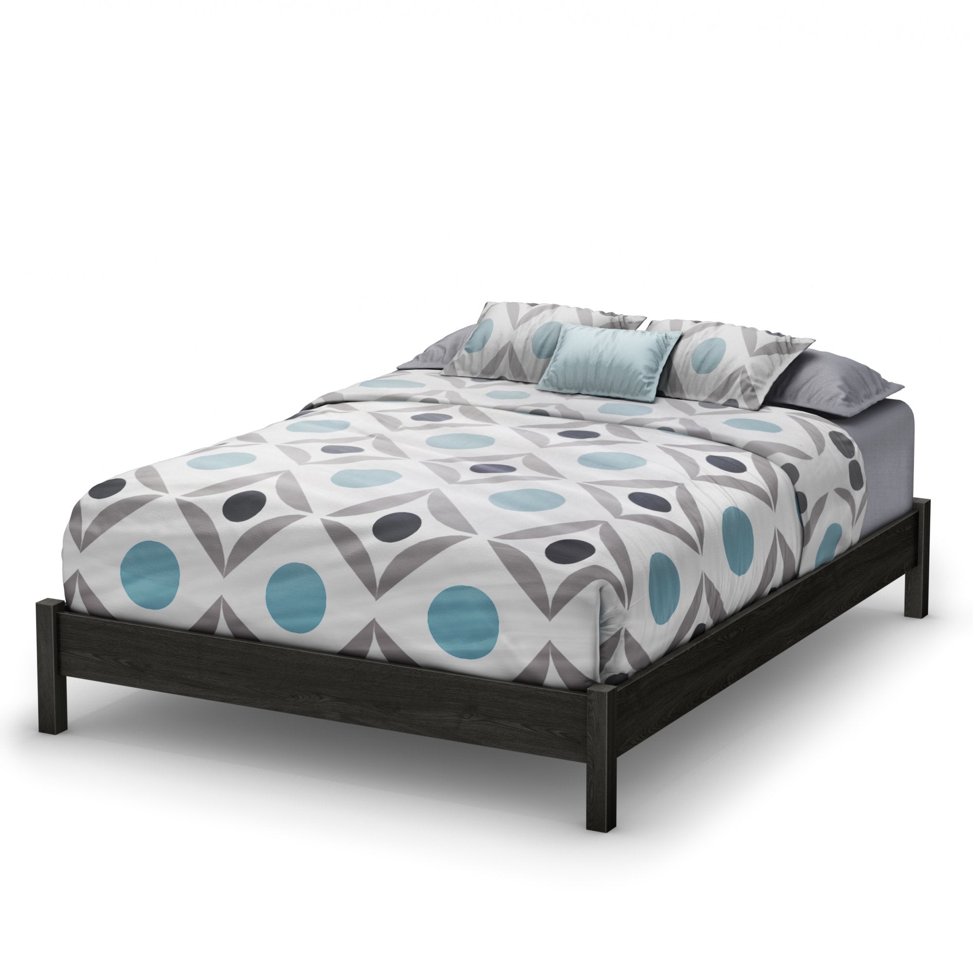 South Shore Step One Platform Bed, Queen, Gray Oak