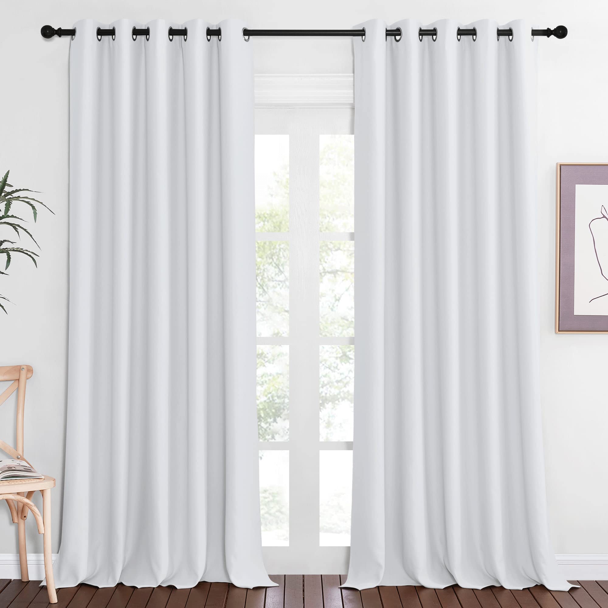 NICETOWN Room Divider Curtain 110 inches Long, Grommet Room Darkening Curtain Thermal Window Treatment Sound Dampening for Slidi