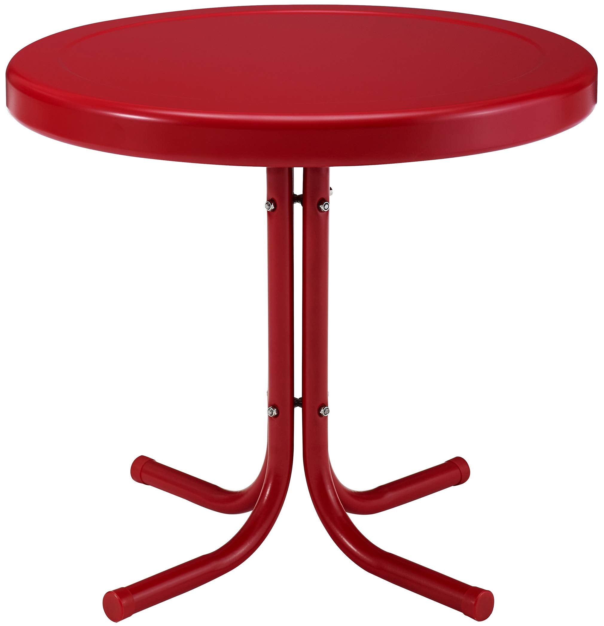 Crosley Furniture Griffith Weather Resistant Retro Metal Outdoor Side Table for Patio, Deck, Porch, Red