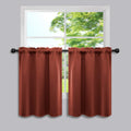 Rust Short Curtains for Kitchen 2 Panel Rod Pocket Thermal Light Block Blackout Cafe Curtain Tier Terracotta Red Fall Curtains f