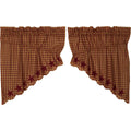 VHC Brands 20246 Burgundy Star Scalloped Prairie Swag Set of 2 36x36x18