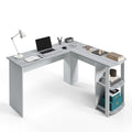 Techni Mobili L Shaped Desk - Modern Computer Desk with Corner Bookshelf & Side Storage Shelves for Home Office Accessories - El