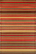 Mad Mats Geometric Outdoor Rug, Reversible Plastic Mat (4 x 6, Stripes - Warm Brown)