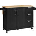 Yaheetech Kitchen Island Cart with Drop-Leaf Countertop, Rolling Kitchen Island Breakfast Bar Table on Wheels with Storage Cabin