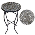 Vipush Outdoor Side Table Mosaic Accent Table End Table Plant Stand for Patio Garden Backyard Balcony Porch,14   Round Mosaic 