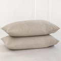 MooMee Bedding Pillowcases Pack of 2 100% Washed Cotton Linen Like Textured Breathable Durable Soft Comfy (Tannish Linen Grey, K