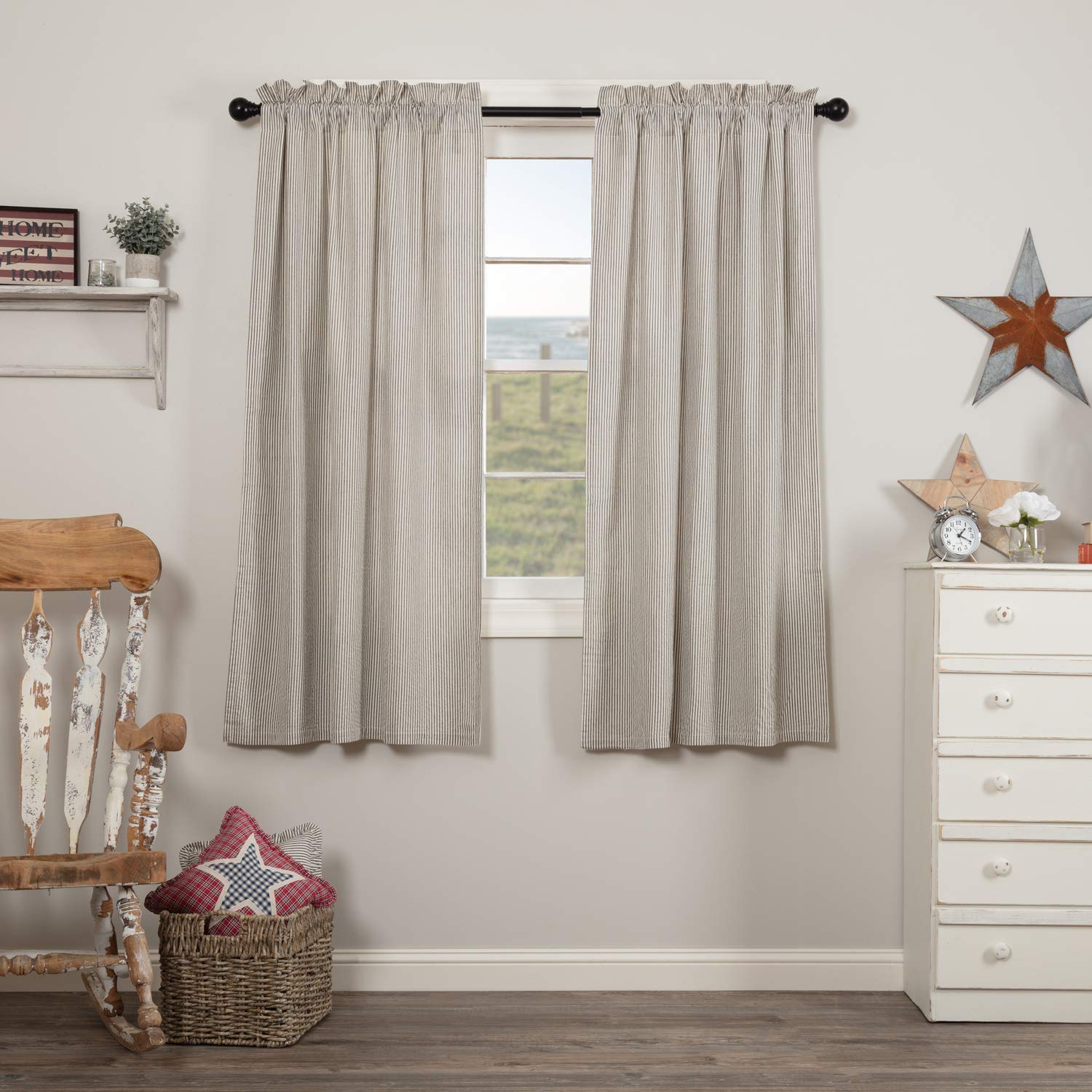 VHC Brands Hatteras Curtain, Panel Set 63x36, Blue