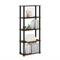 Furinno Turn-S-Tube 5-Tier Multipurpose Shelf Display Rack with Square Tubes, Amber Pine/Black