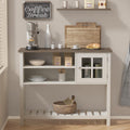 ChooChoo Farmhouse Coffee Bar Cabinet, Buffet Cabinet with Storage, Sideboard Buffet with Glass Door, Console Table for Kitchen,