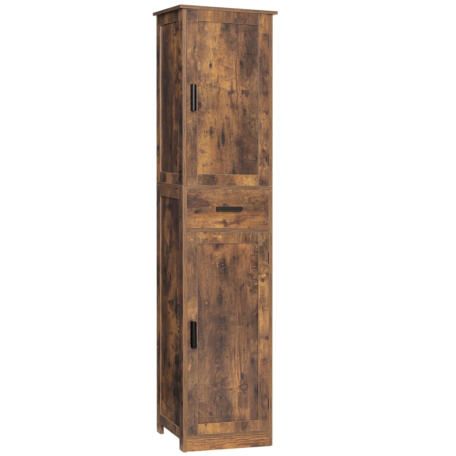 usikey 67 Tall Storage Cabinet with Adjustable Shelves & 2 Doors, Narrow Tall Cabinet for Living Room, Home Office, Rustic Brown
