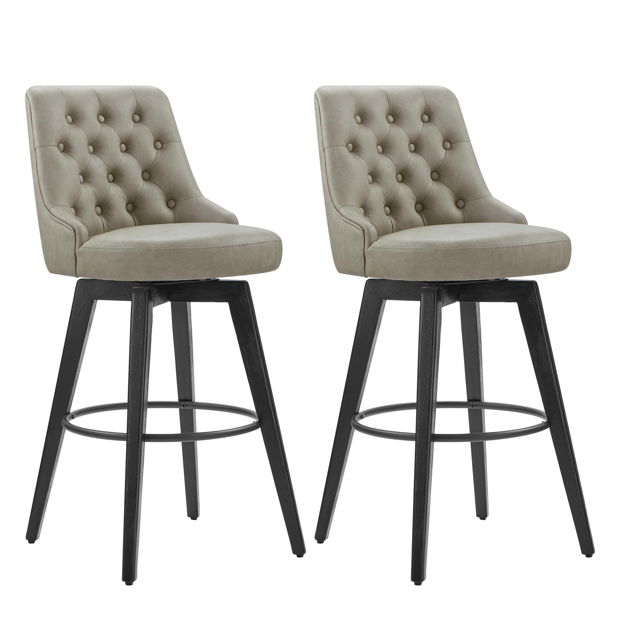 Watson & Whitely Bar Stools, 360 Swivel Upholstered Bar Stool with Back, 30 H Bar Height Barstools, Set of 2, Faux Leather in St