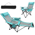 POEPORE Reclining Camping Chair 4 Position with Foot Rest Comfortable for Adults 265Ibs Folding Lounger Mesh Beach Chair with Co