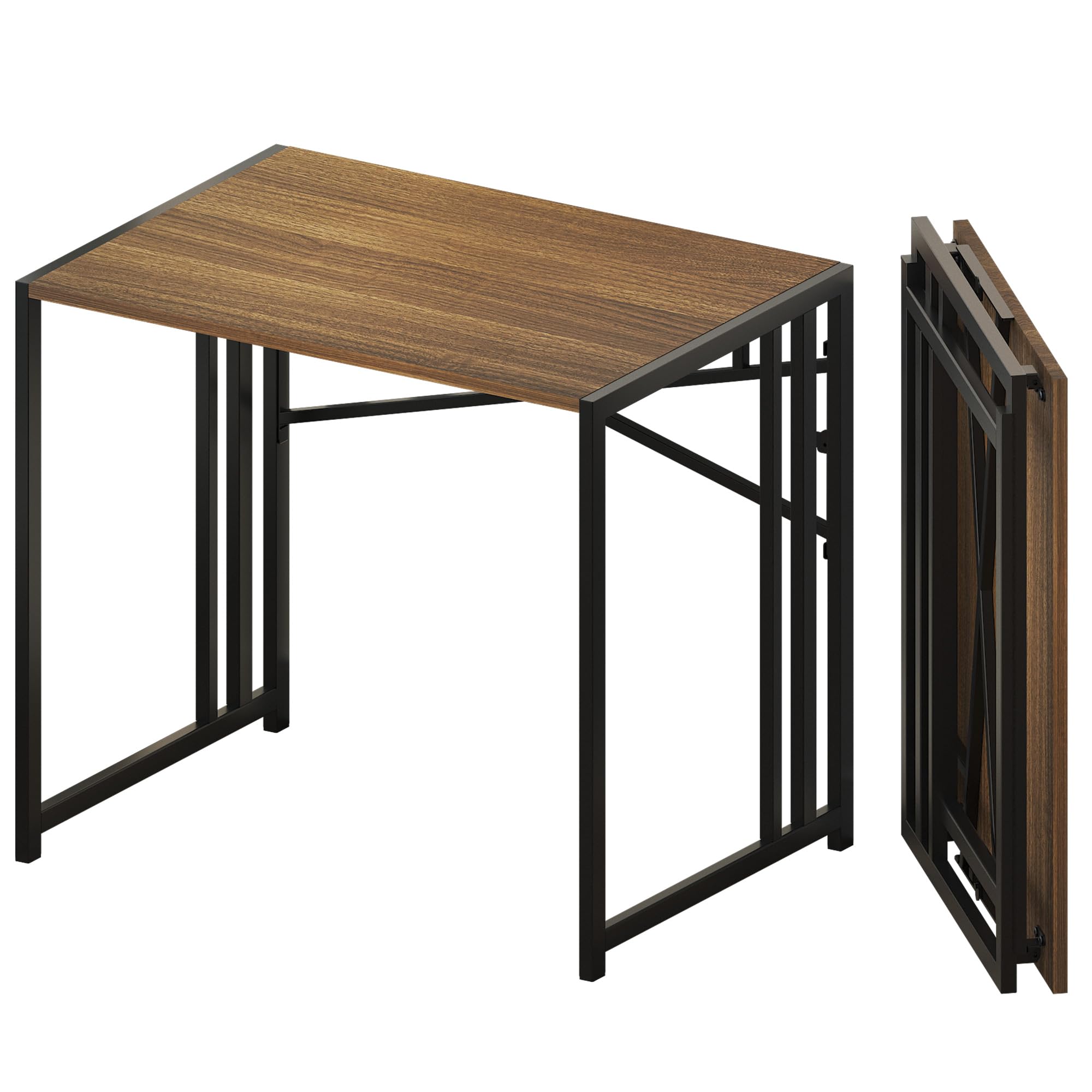Lutown-Teen Folding Computer Desk 32 inch Writing Gaming Computer Camping Table, No Assembly Required Home Office Desk, Espresso