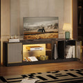 Bestier LED TV Stand for 65/70/75/80 Inch TV, 70 inch Gaming Entertainment Center with Adjustable Glass Shelves & Storage Cabine