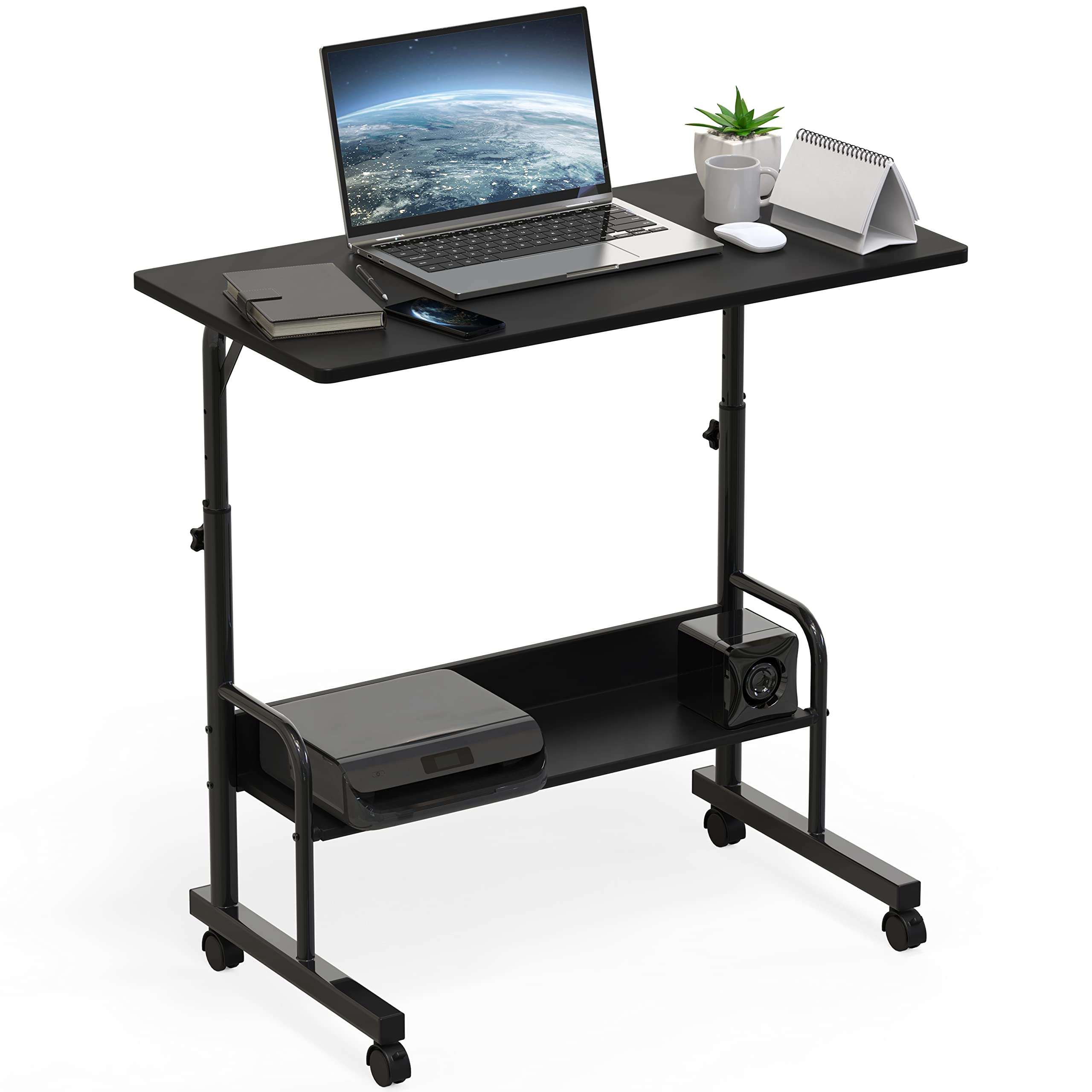 SHW 30.5 to 40.5 Height Adjustable Mobile Standing Desk Laptop Workstation for Walking Pad Treadmill, Black