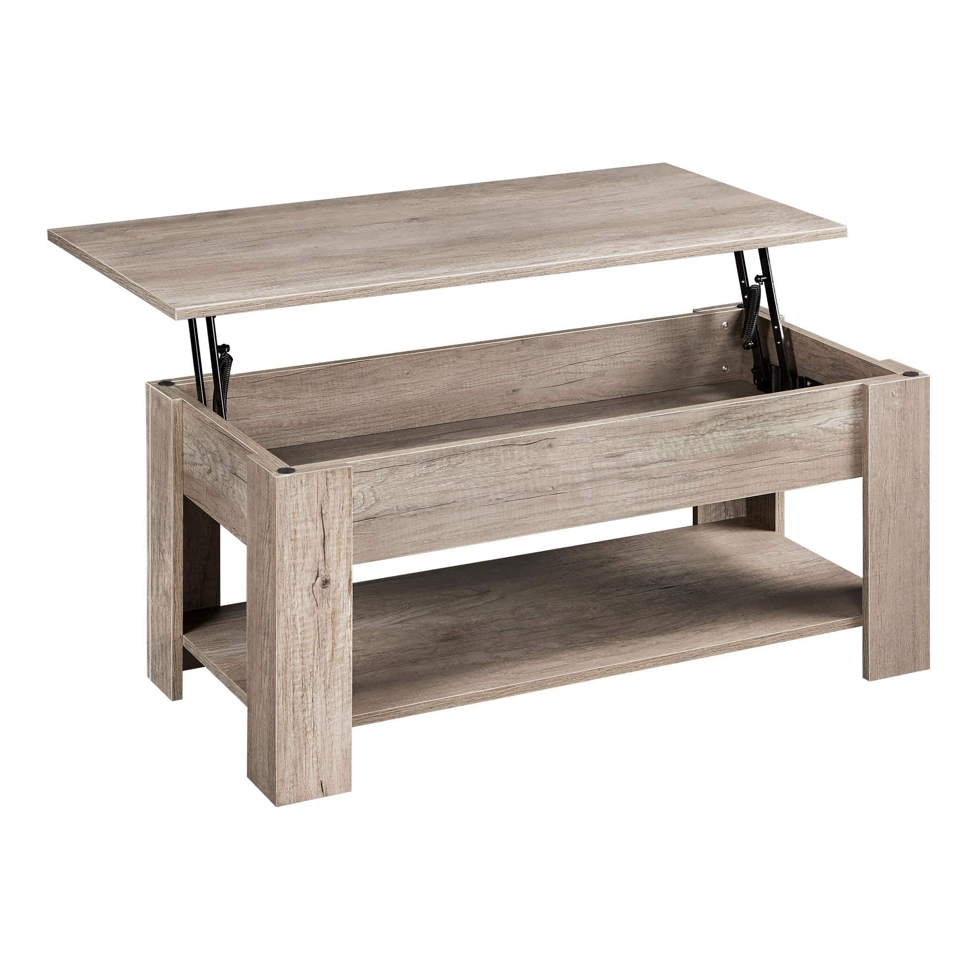 Yaheetech Lift Top Coffee Table with Hidden Compartment and Storage Shelf, Rising Tabletop Dining Table for Living Room Receptio