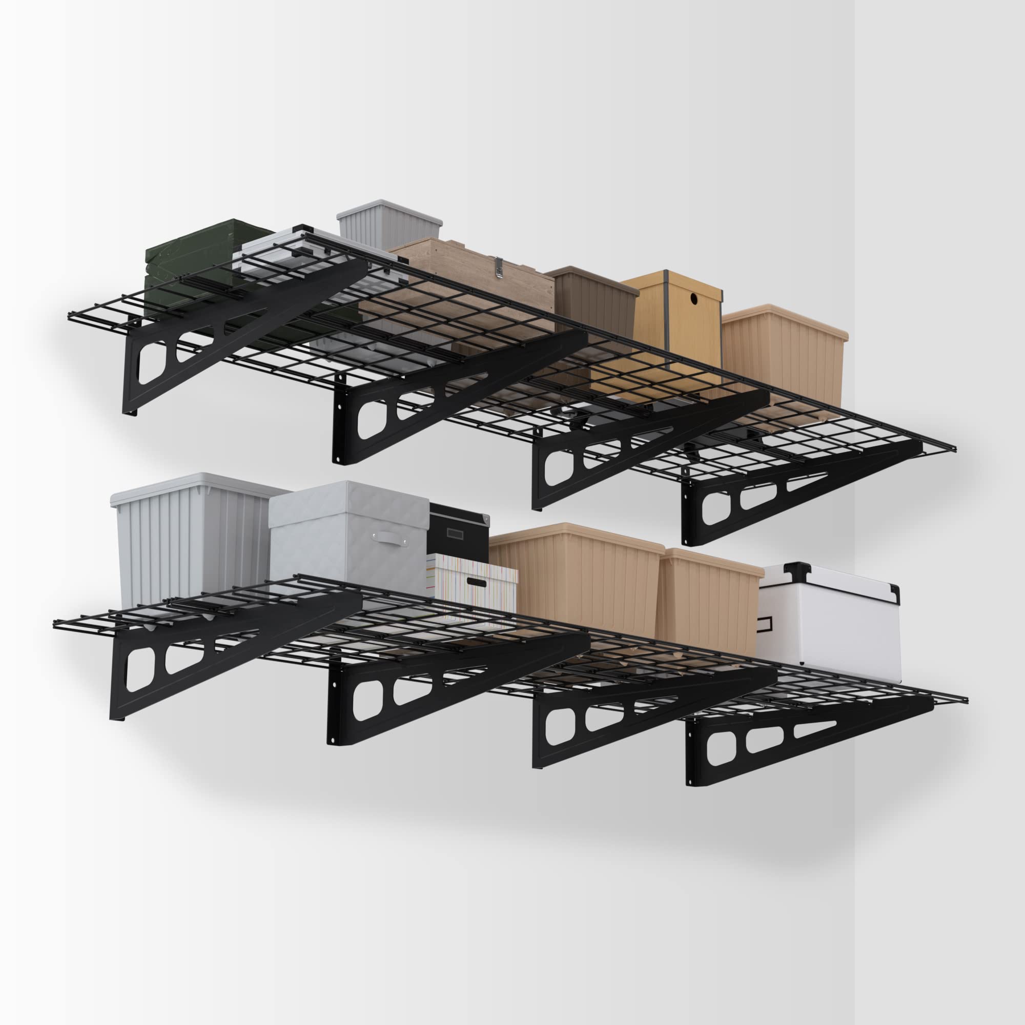 WORKPRO 2-Pack 2x6FT Garage Wall Shelving, 72    x 24    Heavy Duty Wall Mounted Shelving, 800lbs Load Capacity (Total), Metal W