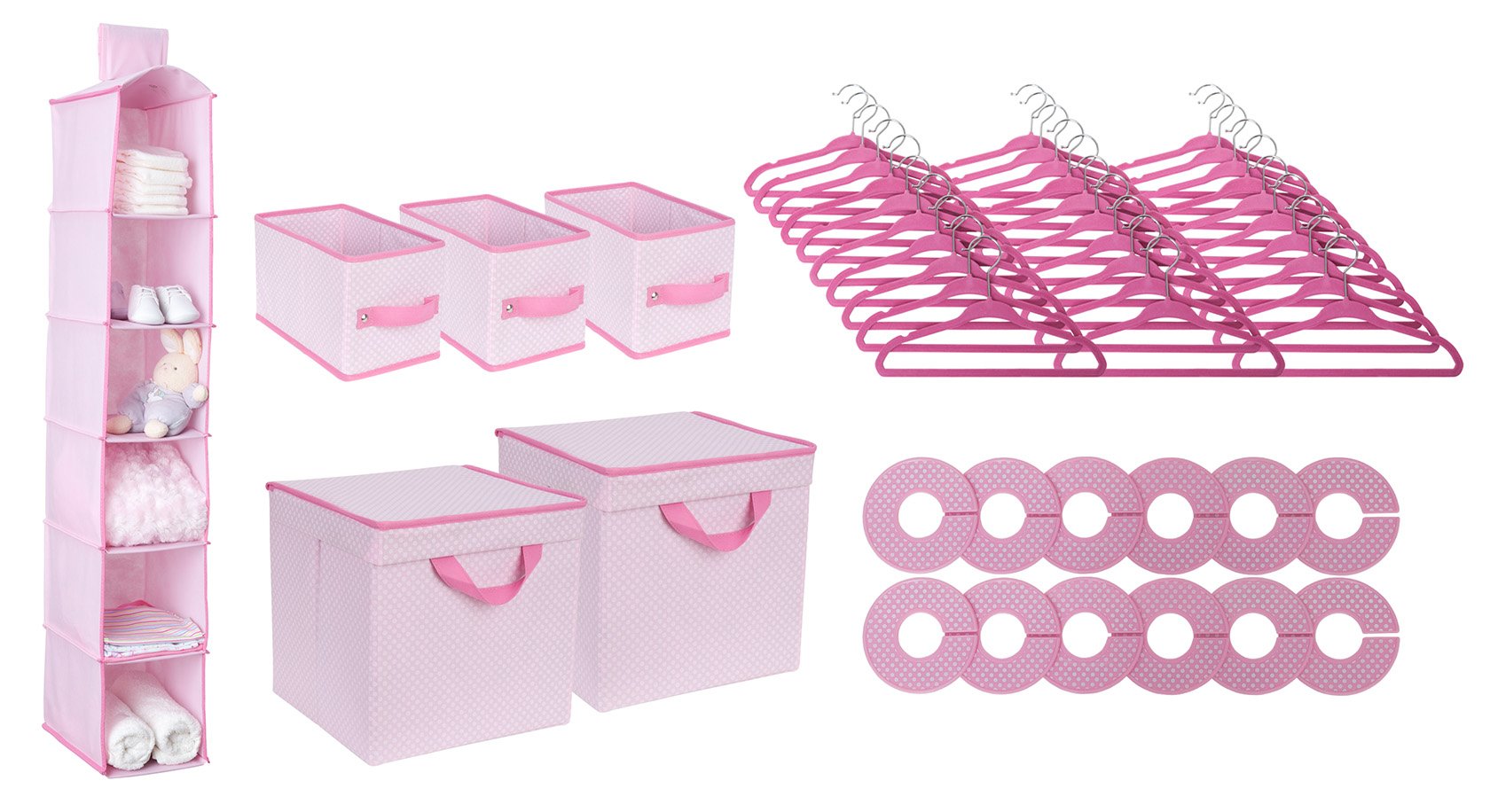 Delta Children Nursery Storage 48 Piece Set - Easy Storage/Organization Solution - Keeps Bedroom, Nursery & Closet Clean, Barely