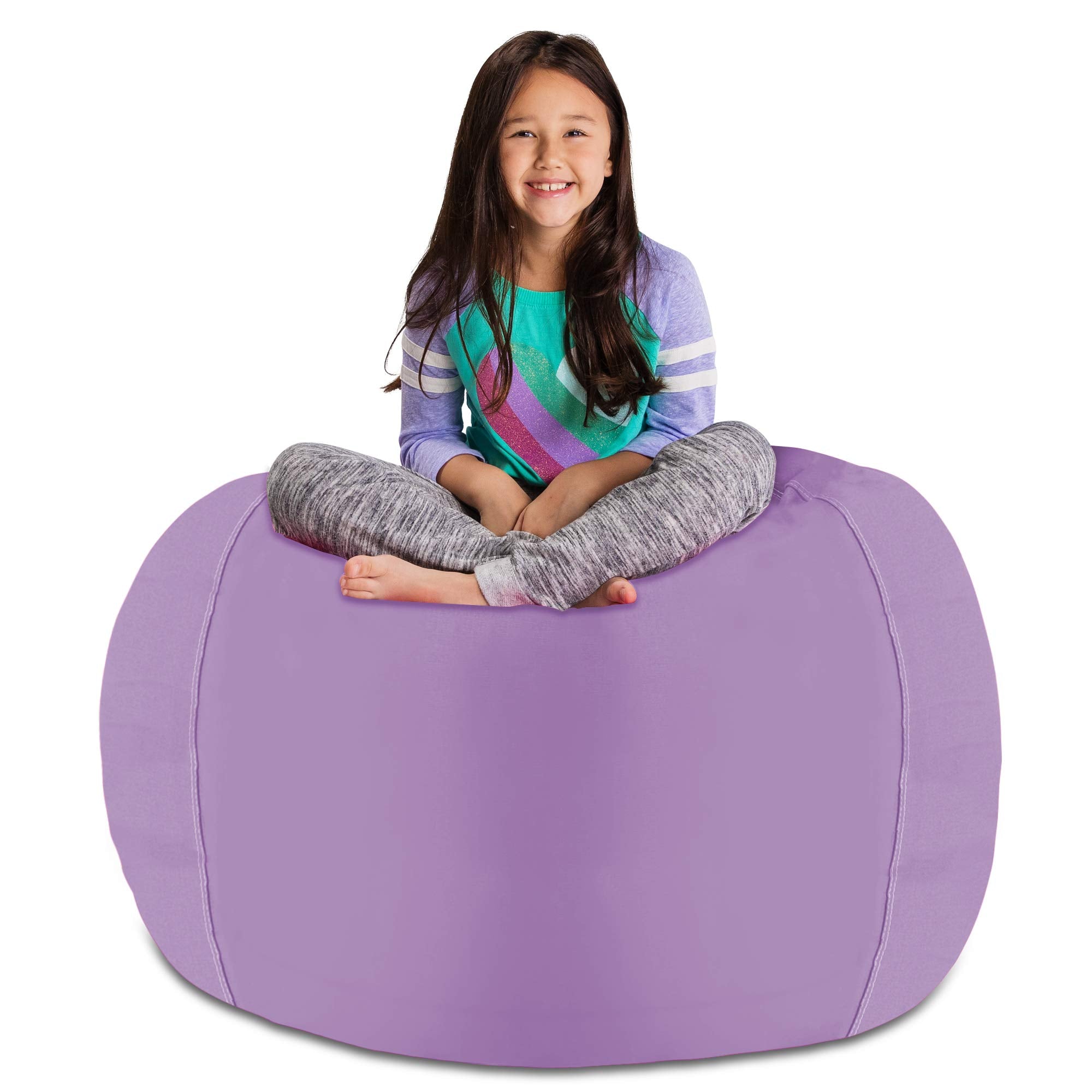 Posh Stuffable Kids Stuffed Animal Storage Bean Bag Chair Cover - Childrens Toy Organizer, X-Large 48 - Heather Lavender