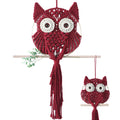 MVSUTA Owl Burgundy Cotton Handmade Macrame Wall Hanging Tapestry Home Decor Art and Red Craft Wonderful Decoration Woven Boho O