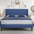 HOMBCK Bed Frame Queen Size with Headboard, Queen Bed Frame Upholstered Platform Bed with Fabric Headboard, Wood Slats Support, 