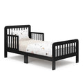 Storkcraft Pasadena Toddler Bed (Black with Driftwood) - GREENGUARD Gold Certified, Fits Standard Full-Size Crib & Toddler Mattr