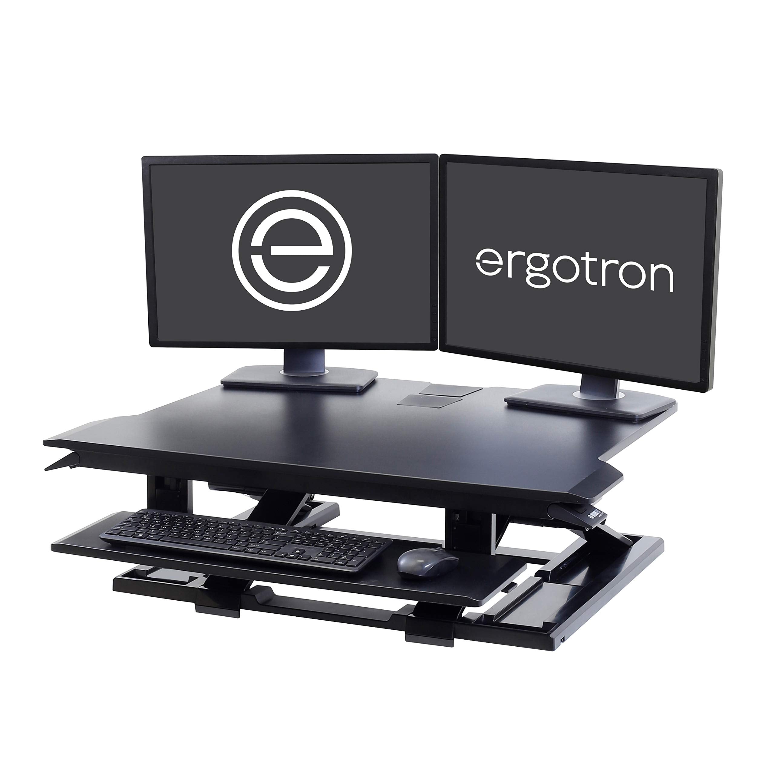 Ergotron - WorkFit-TX Standing Desk Converter, Dual Monitor Sit Stand Ergonomic Desk Riser for Tabletops - 32 Inch Width, Black