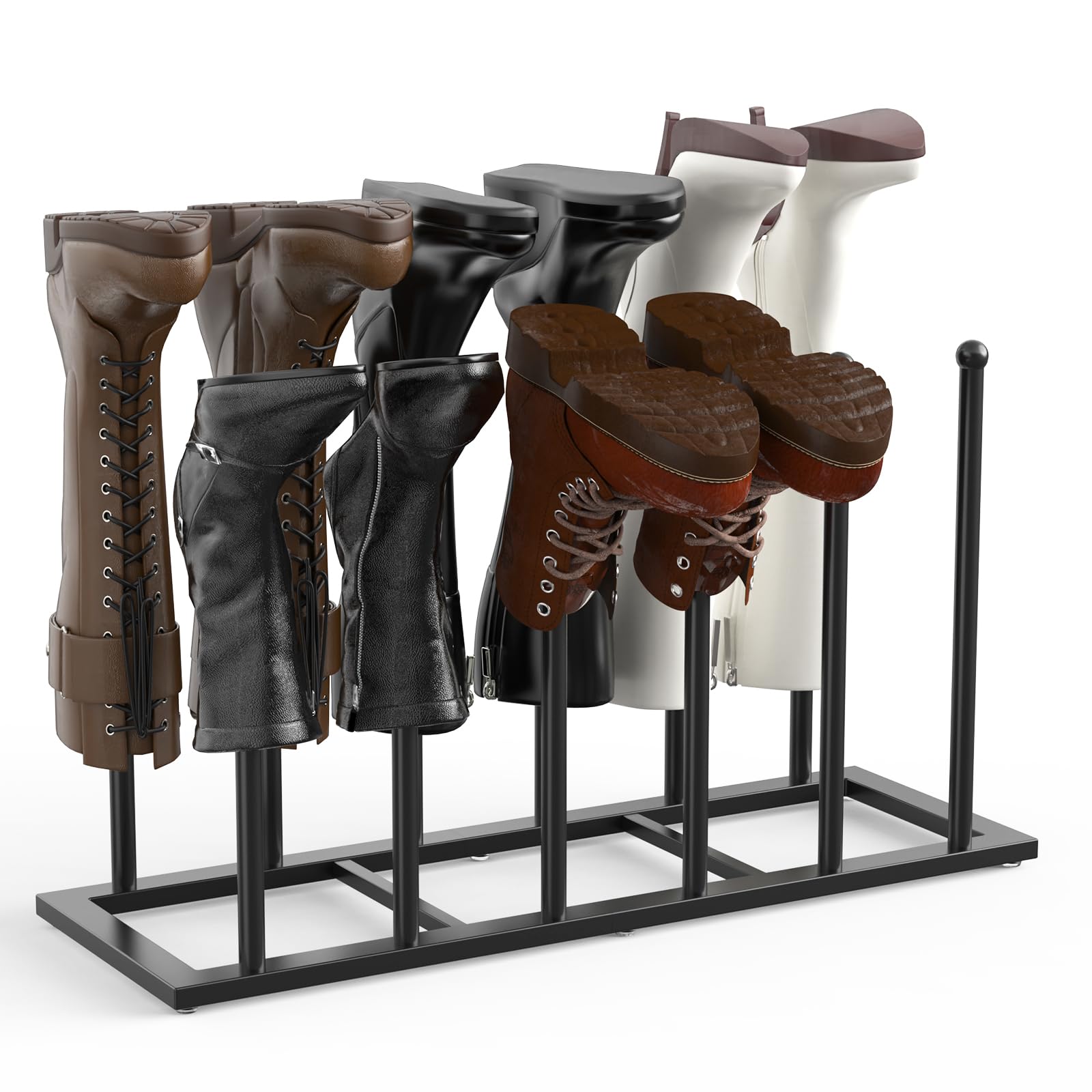Boot Rack, 19.5 Inches Boot Rack Organizer Tall Boots, Stainless Steel Boot Storage Holder, Free Standing Boot Racks for 6 Pairs