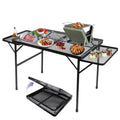 BRIAN & DANY 3x2 FT Camping Table with 2 Wing Panels, Folding Grill Table, Metal Portable Picnic Table, Lightweight Height Adjus